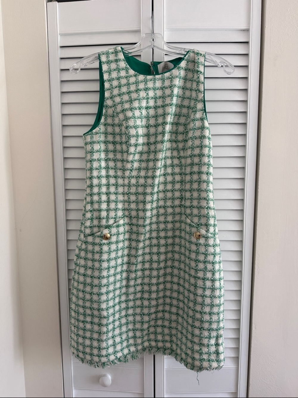 Lily Pulitzer Green Check Tweed Shift Dress - Classic Sleeveless Style